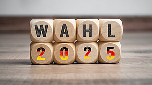 Light box, cubes, dice or blocks with the german word  - bundestagswahl 2025 - german bundestag election